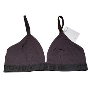 NWT calvin klein black monochrome logo triangle bralette, size L